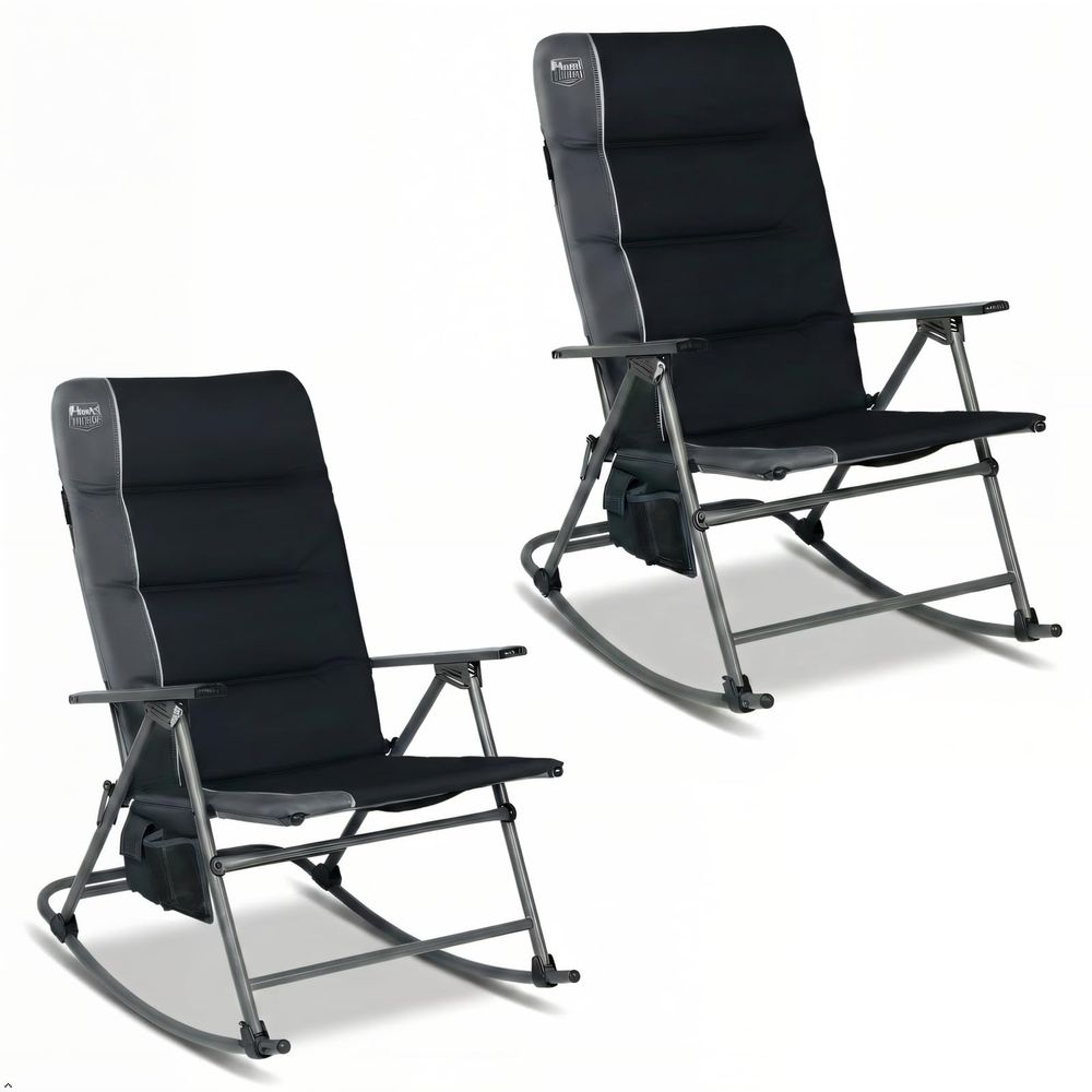 Outdoor Camping Rocking Chair - Oversized Folding Rocking Camping Chair, Padded