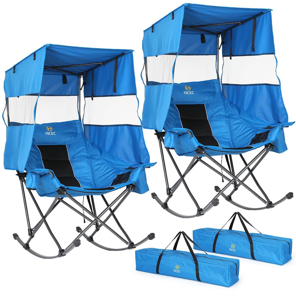 Outdoor Camping Rocking Chair - Rocking Camping Chair with Canopy, XL
