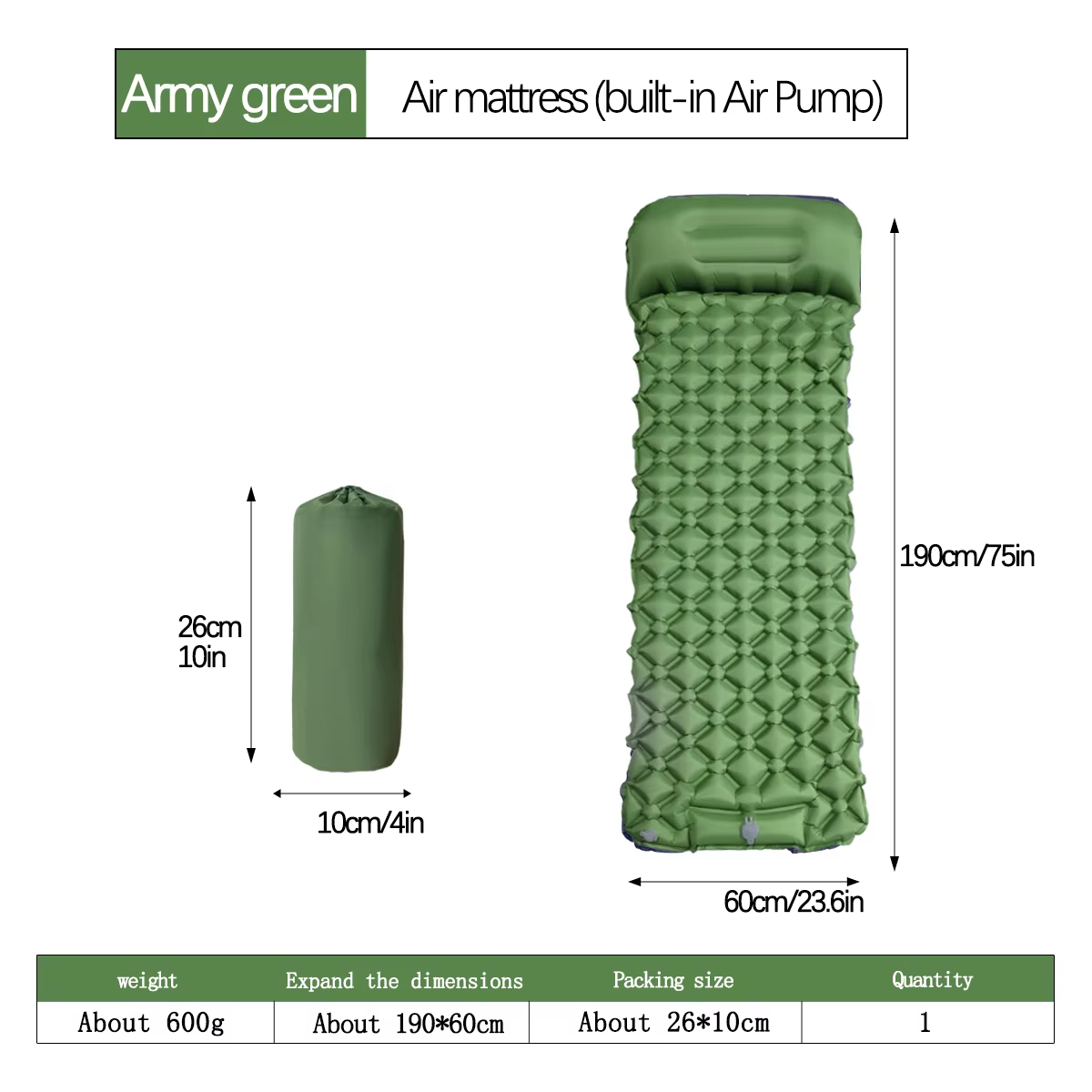 190*60cm Outdoor Camping Infla - Outdoor In Camping recensie en prijs