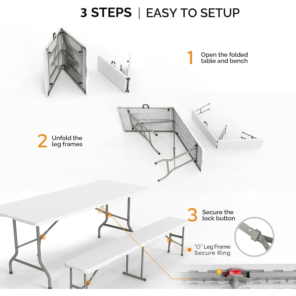 White olding Picnic Table Set  - Camping Outdoor Or Indoor recensie en prijs