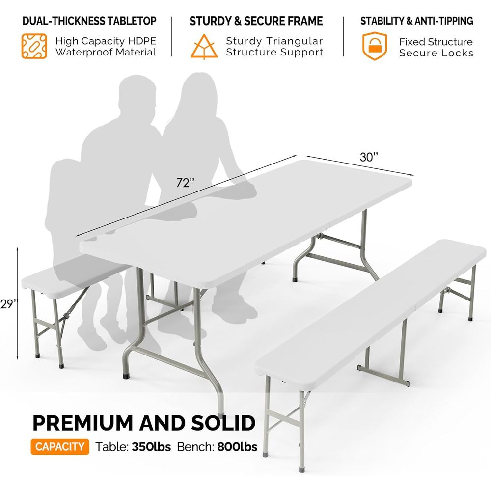 White olding Picnic Table Set  - Camping Outdoor Or Indoor recensie en prijs