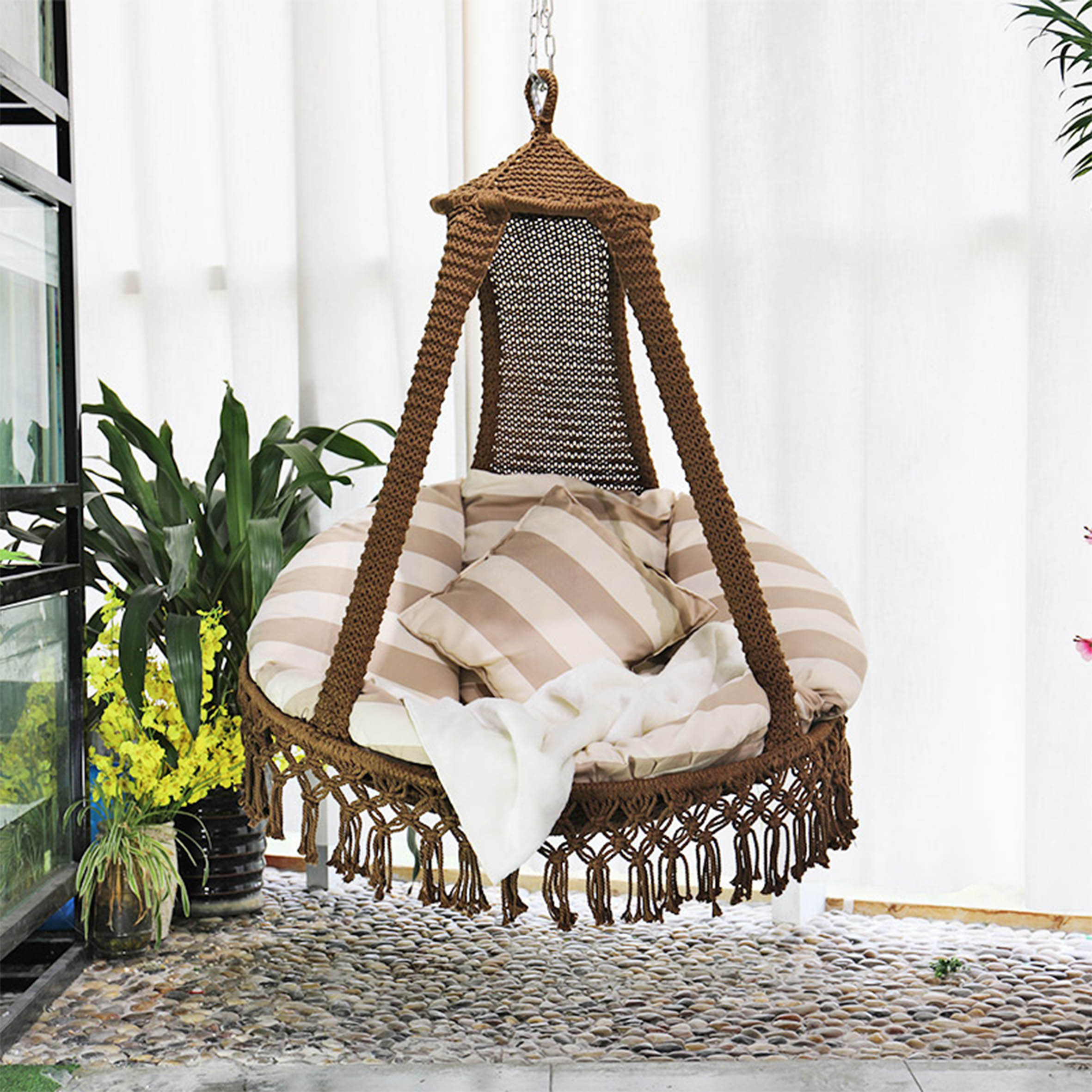 3 Seater Garden Rattan Rope Sw - Outdoor Camping Rocking Chair recensie en prijs