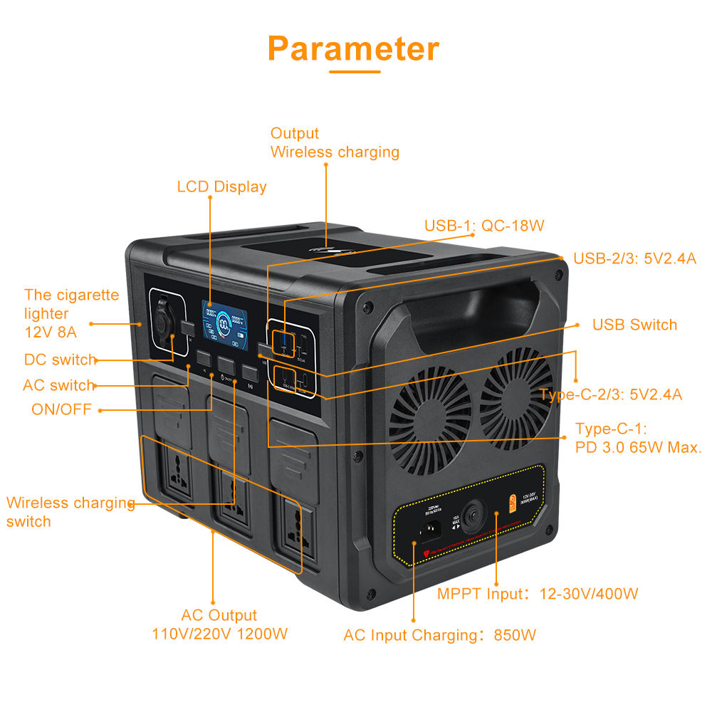 1200W Portable Solar Generator - Outdoor In Camping recensie en prijs