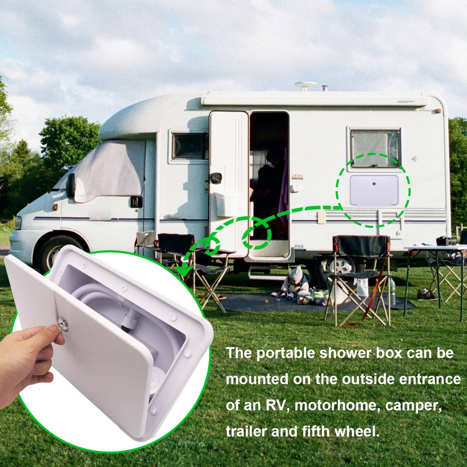 RV Exterior Shower Box Compact - Outdoor Camping Shower recensie en prijs