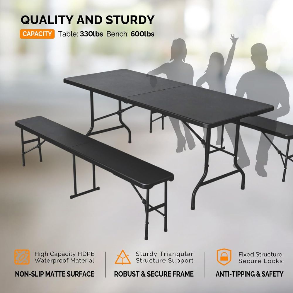 Picnic Table Set with 2 Benche - Camping Outdoor Or Indoor recensie en prijs