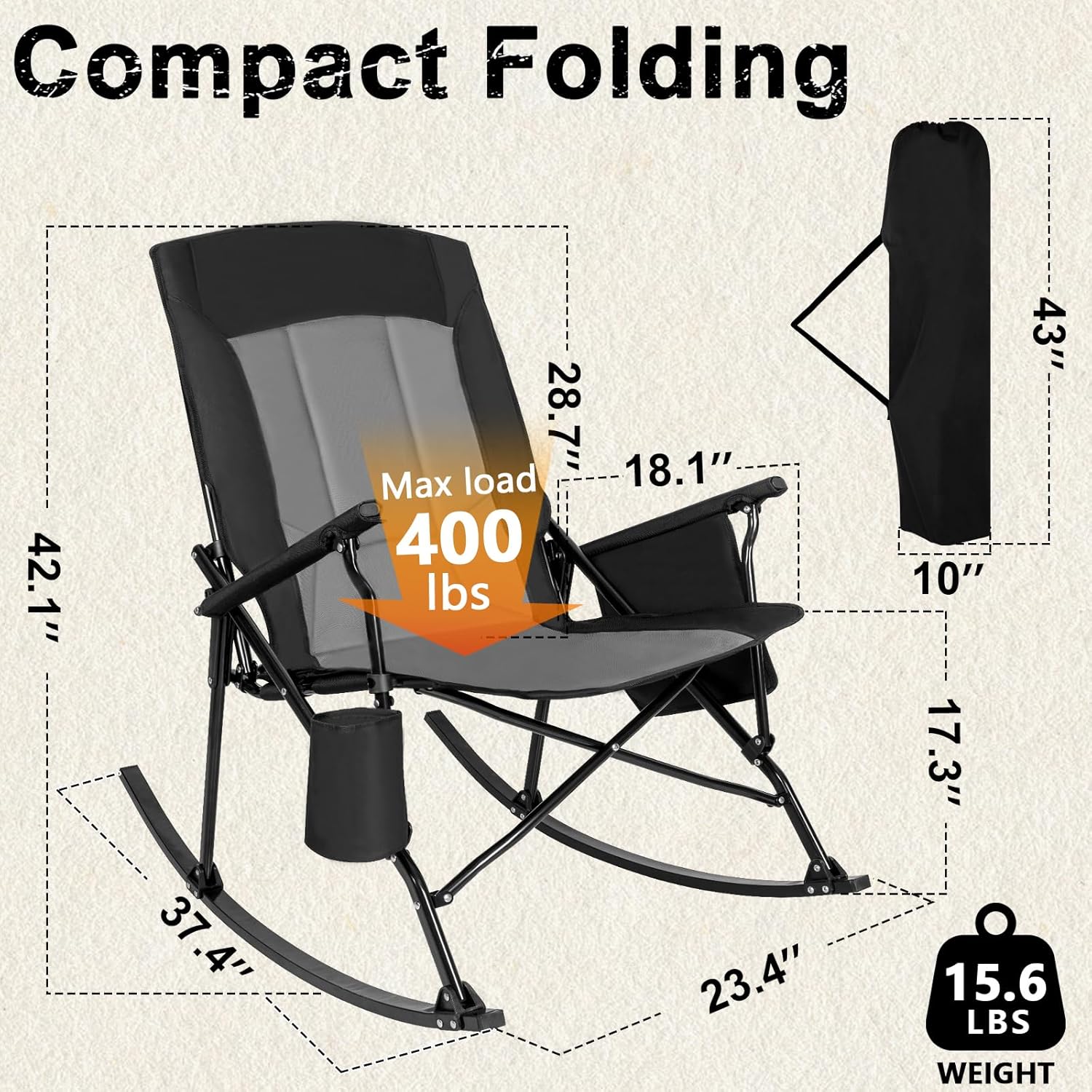 2 Pack High Back Portable Rock - Outdoor Camping Rocking Chair recensie en prijs